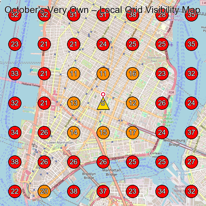 October's Very Own GeoGrid visibility map for Cannabis Store in New York